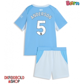 Manchester City Elliot Anderson #5 Hjemmebanesæt Børn 2026-27 Kort ærmer (+ korte bukser)